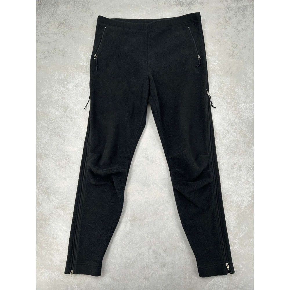 MEC Polartec Fleece Pants Mens Black Full Side Zip Outdoor Hiking Trousers